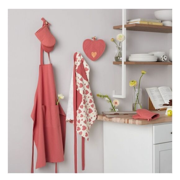 Nwt Metallic Hearts Cooking for TwoApron, Pot Holder, and Mini Mit - Picture 2 of 9